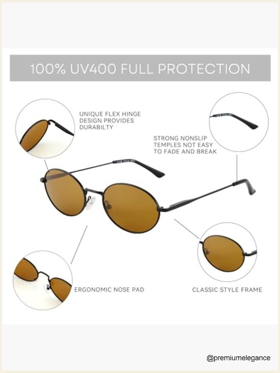 Oval Retro Polarized Sunglasses UV400 Metal Frame Unisex